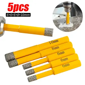 5PCS 1/4"-3/8" Hex Shank Diamond Drill Bits (6-10mm) - for Ceramic Tile, Marble, Granite - Brazed Dry Core Bits for DEWALT Drills Tool