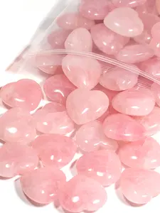 25mm Rose Quartz Hearts Set (3/5/8/12PCS) - Natural Healing Crystal for Love & Peace, Natural Stone Decor, Positive Energy Decor, Spiritual Gift, Home Office Decor, Ornament, Quartz Crystals