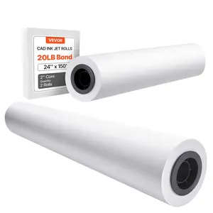 VEVOR Wide Format Paper, Summervibes,Summervibes, 24 in x 150 ft Plotter Roll, 2 Rolls CAD Bond Rolls with 2 in Core, 20 LB Bond Paper Rolls, Ideal for CAD Drawings, Engineering Plans, GIS Maps, and Architectural Designs