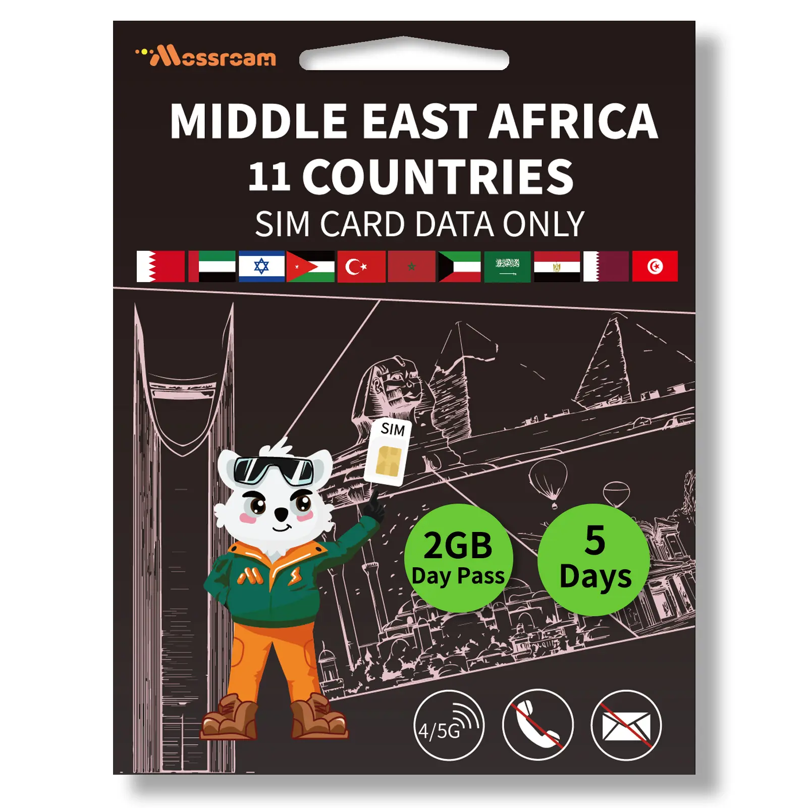 3-in-1 SIM Card for 11 Countries in The Middle East and Africa– Prepaid Data Plans | Day Pass (1GB, 2GB Daily Data) or Fixed Data (5GB, 10GB, 20GB) | 5-30 Days | Unlimited 4/5G Speed Internet