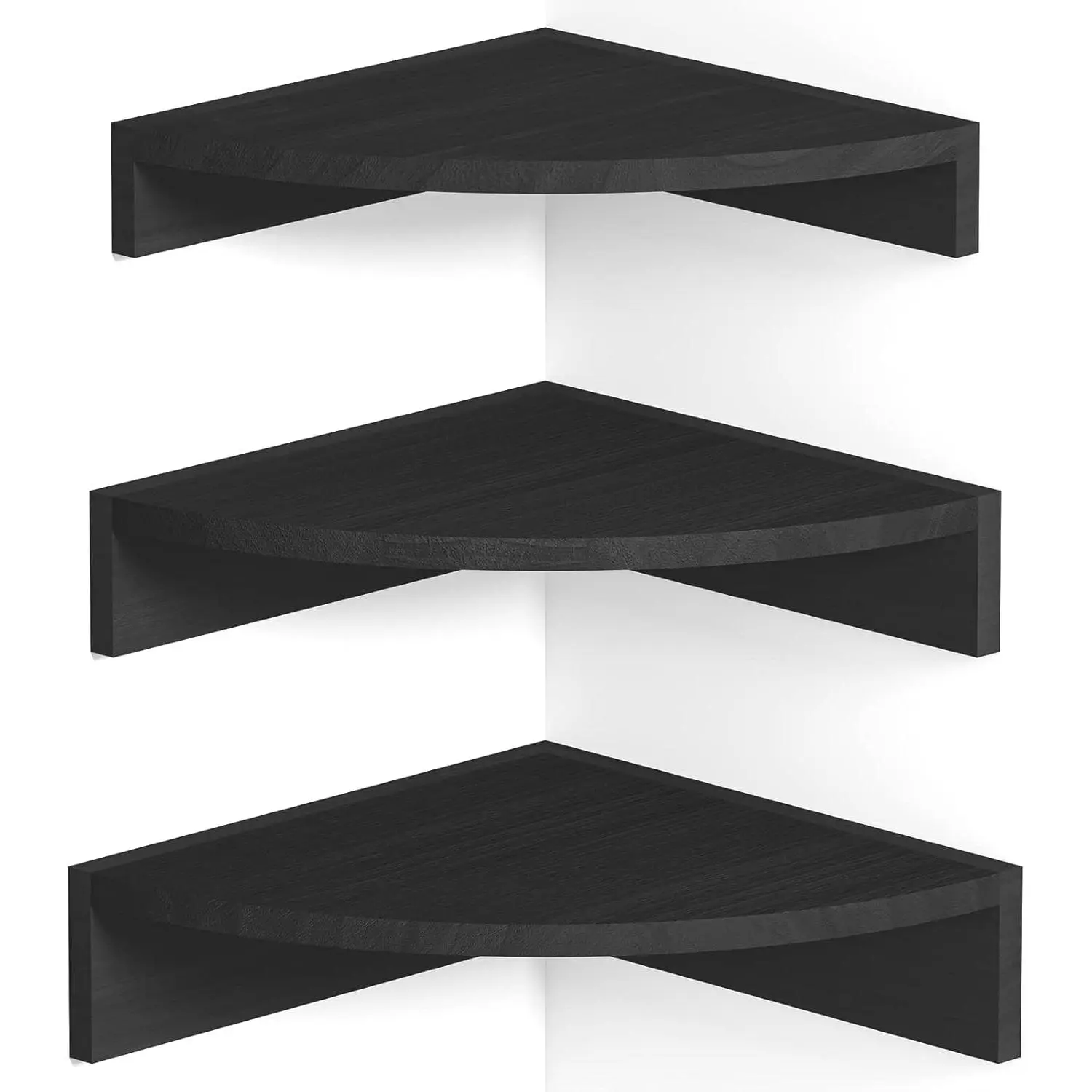 Black Corner Shelf Wall Mount, Set of 3 Floating Shelves for Wall Storage and Display, Rustic  Shelves for Bedroom, Living Room, Bathroom, Entryway, Garage