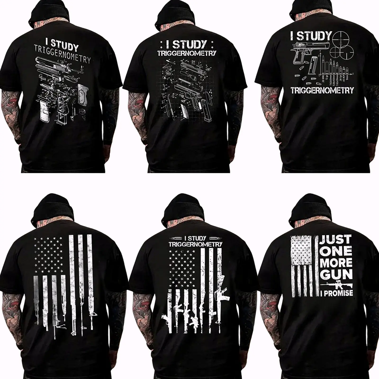 I Study Triggernometry Gun T-Shirt Menswear Graphic Tee Pure Cotton Casual Streetstyle Trendy Tops for Women for Men Perfect Gift