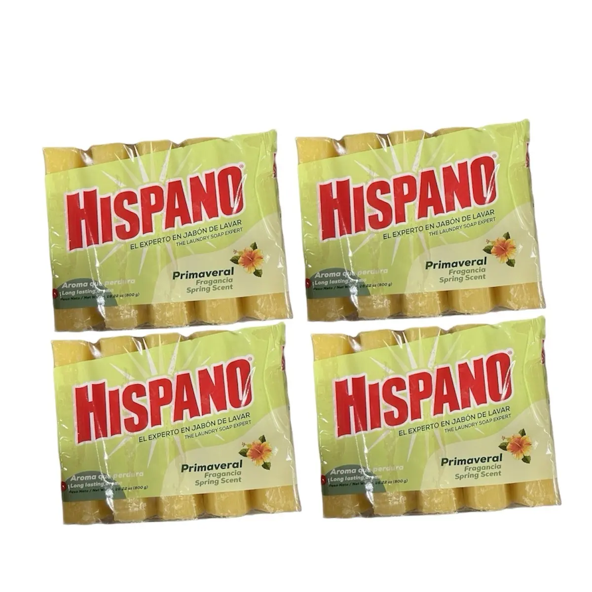 Hispano Spring Long-Lasting Laundry Soap - 4 Packs (20 Bars Total), 800g Each, Great Value for Money Saves Money Home Care Household Cleaner