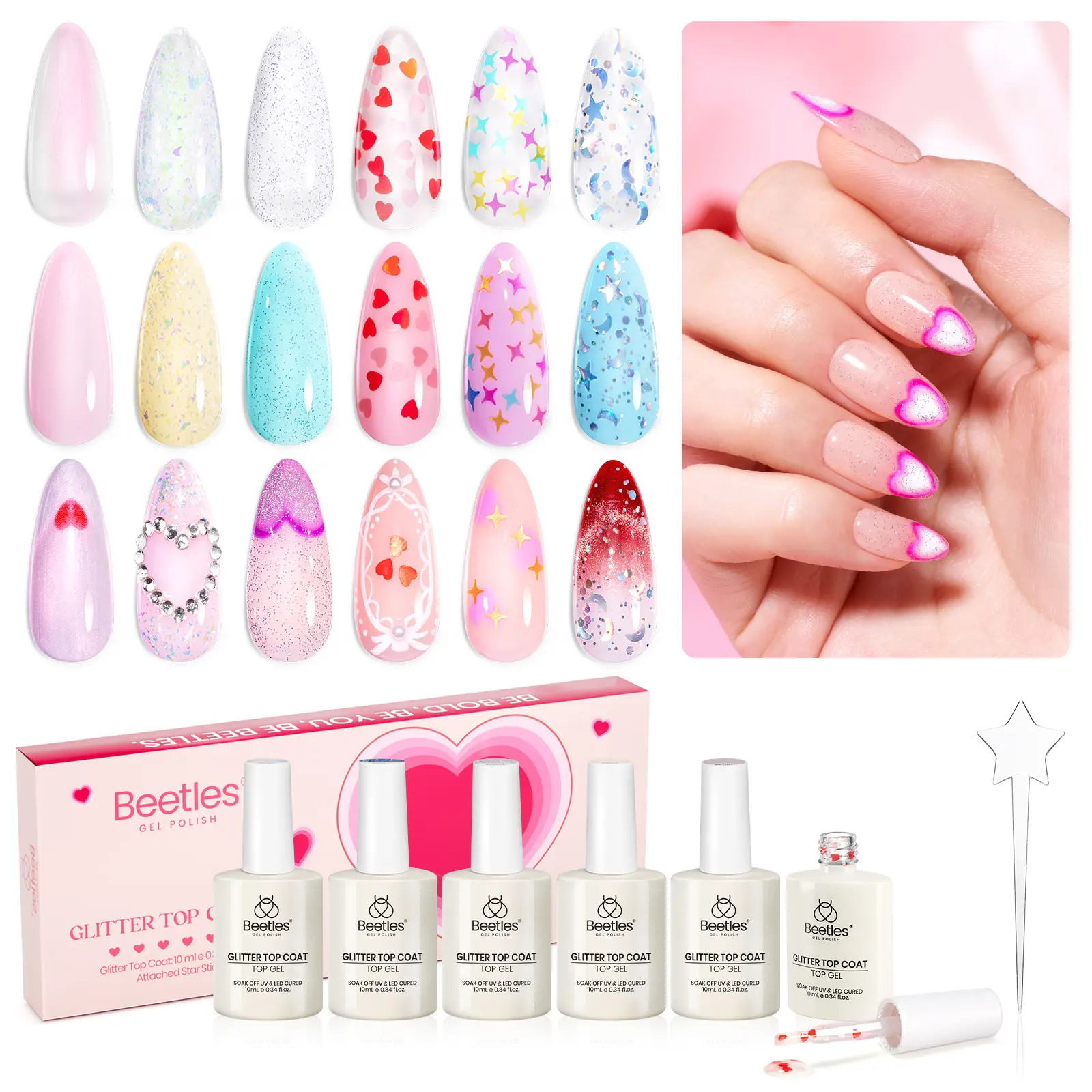 6 Color Glitter Top Coat set【Gift Box】