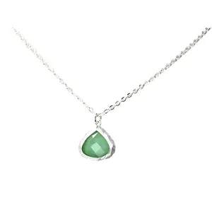 Dainty Minimalist Dusty Green Teardrop Necklace