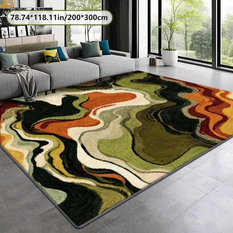 Velvet Soft Comfort Carpet, Retro Pattern Print Rug, Vintage Area Rug, Home Decor Mat, Living Room Large Rug, Sofa Pad, Bedroom Bedside Rug, Multi-Scene Use