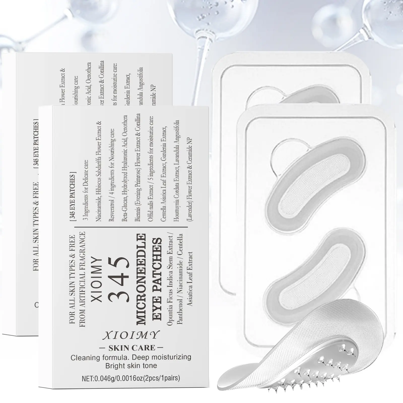 4pcs Hyaluronic Acid Niacinamide Panthenol Micro Needle Eye Mask, Strong Moisture Tightening Skin Gloss, Suitable for Eyes Face Nose