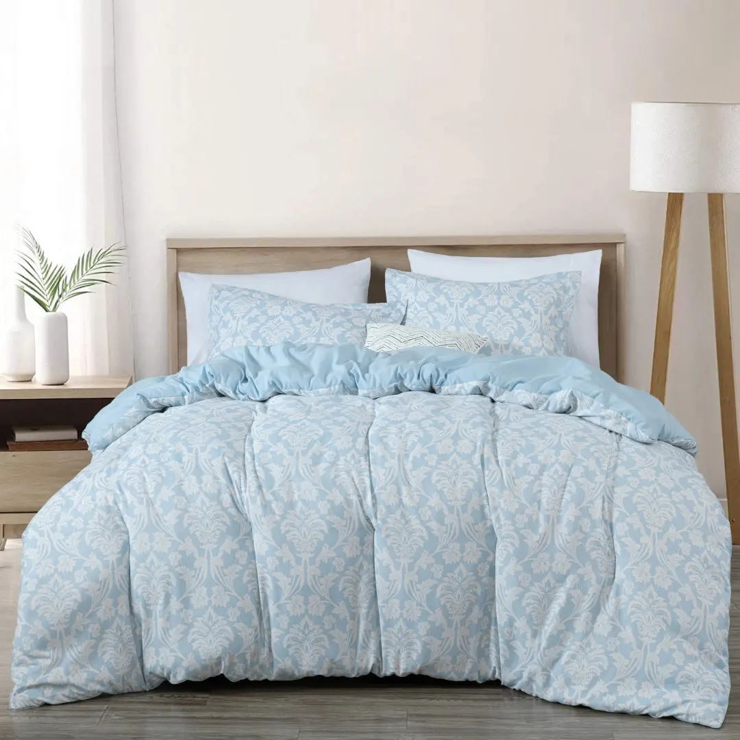 Ivy Floral Medallion Printed Microfiber Comforter Bedding Set