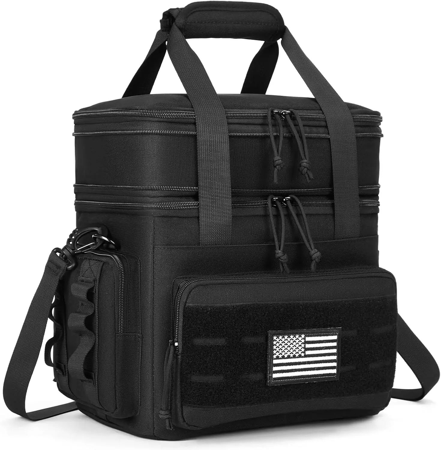 HSHRISH PT62 Tactical Insulated Multi-Function Cooler Bag - 16L High-Capacity Double-Deck Expandable Oxford Velcro Lunch Bag for Men, Outdoor Camping, Tactical Accessories