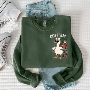 Funny Goose Nurse Sweatshirt, ER Nurse Crewneck, RN Nurse Shirt, Cuff Em Nurse Practitioner ,Nurse Appreciation Gift, Funny New Nurse Shirt Cotton Fabric