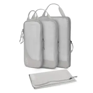 Hynes Eagle 4-Piece Nylon Compression Packing Cube Set - Water-Resistant Travel Luggage Organizers with Mesh Panels, Zip Closure, Expandable Space-Saving Design