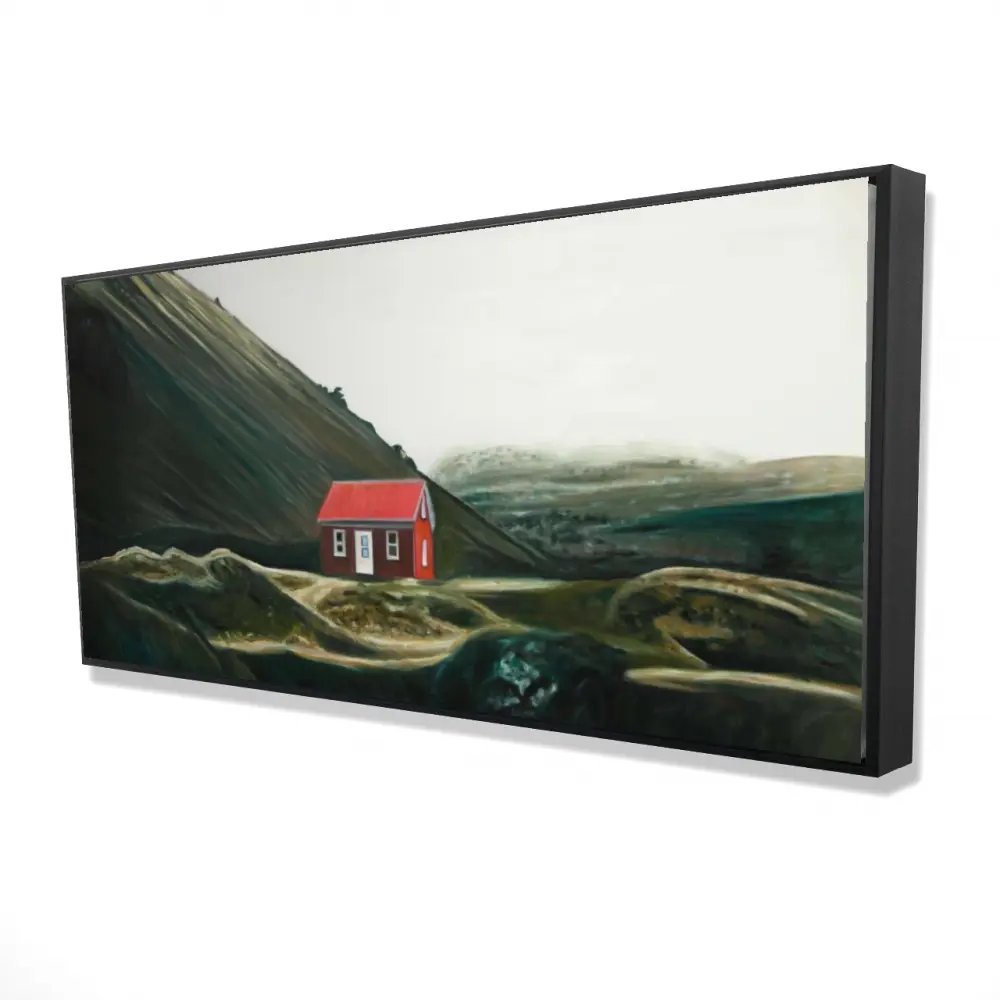 360 Stand Framed Landscape Wall Decor Photo Print - 24x48 in. Isolated Shack Design, Artistic Nature Outdoors Decoration, Ready-to-Hang Home Supplies Gift for Living Spaces, Artwork, Decorative Frame Prints, Framed Print