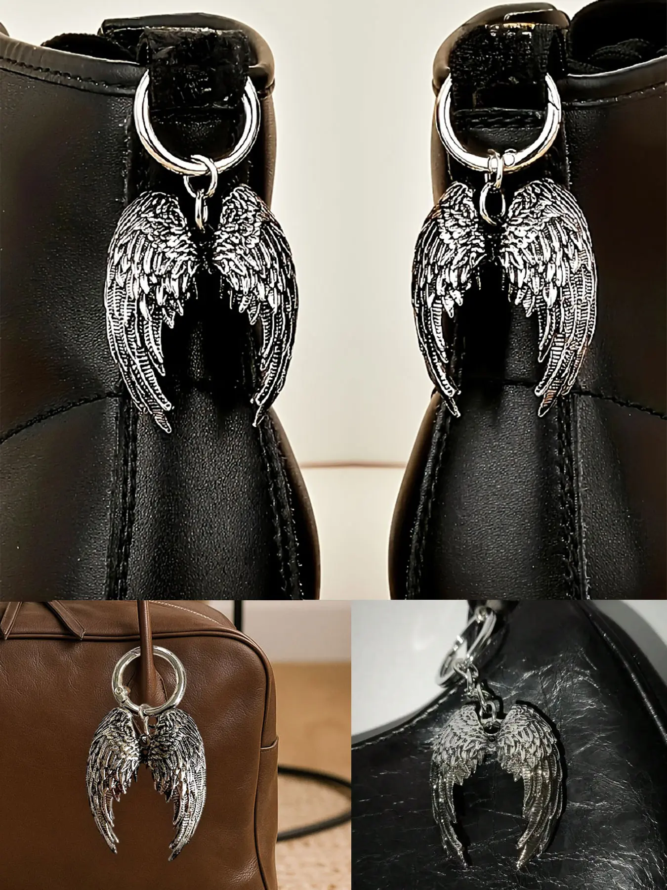 Multi Purpose Punk Gothic Style Angel Wing Bag Charms, Backpack Accessories, Zipper Pull Pendant Angel Wing Keychain Angel Wings Ornaments Wing Pendants Car Hanging Backpack Key Chain Decoration, Backpack Charm, Bag Accessory