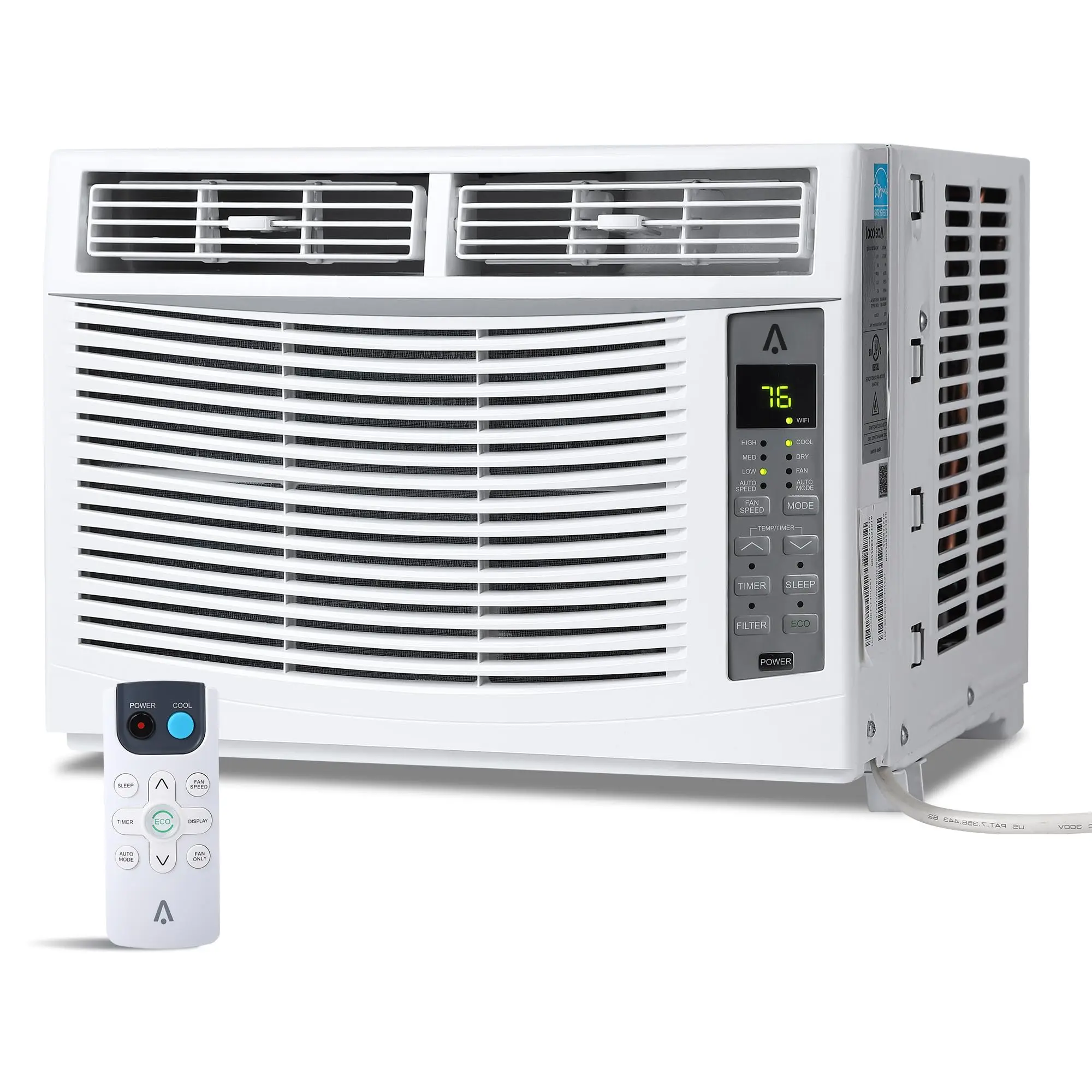 Garvee 6000 BTU Smart WiFi Window Air Conditioner - Eco R32 Coolant, WiFi Control, App & Remote, 3 Speeds, Energy Star, 50dB Quiet, Sleep Mode, Self Evaporation, Auto Restart, Timer, Dehumidifier, DIY Install, Ideal for 350 Sq.Ft. Home Cooling, Cooling Fa