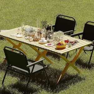 Outdoor Folding Table Chair Egg Roll Table Set Sturdy Camping Picnic Outdoor Lightweight Mesa Plegable Outdoor Furniture