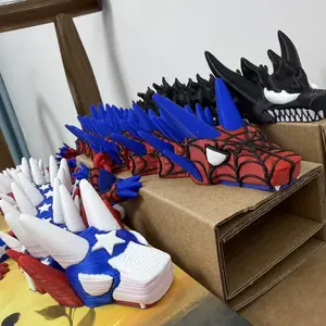 A 18-inch oversized 3D-printed multi-pattern-themed dragon-shaped artistic statue, suitable for collectors. whimsical home decor