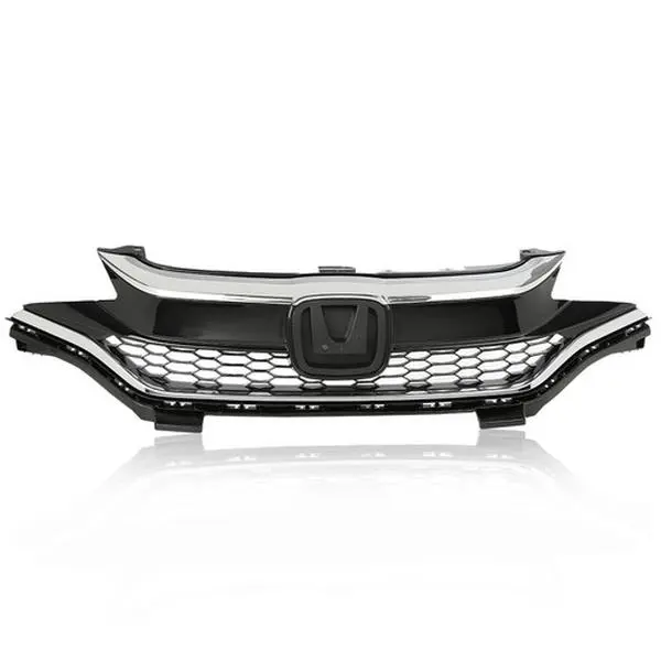 Fit For 2018-2020 Honda Fit Front Bumper Upper Honeycomb Grille w/ Chrome Trim