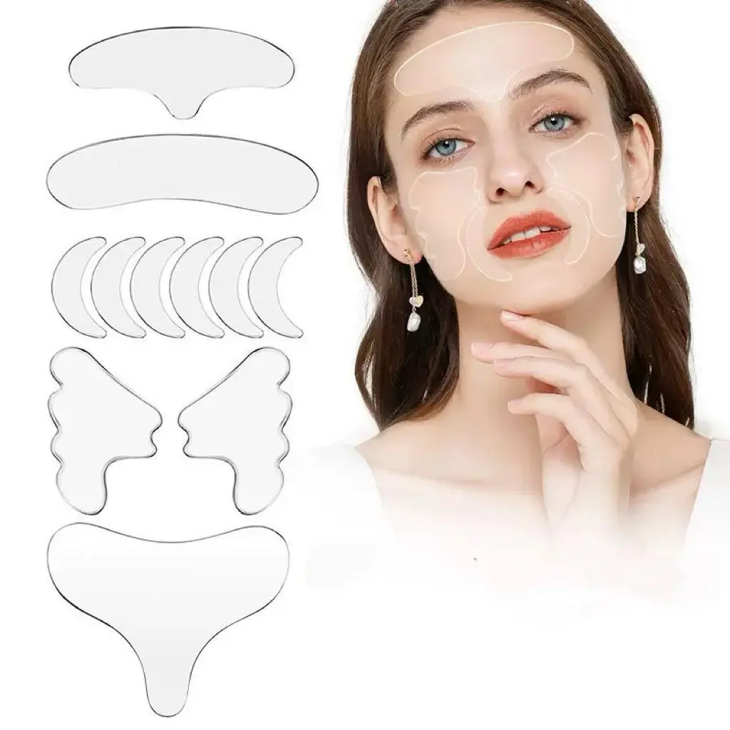 Reusable Transparent Silicone Facial Patches, 11 Pieces, Suitable for All Skin Types, Portable Sleep & Daily Use, Unisex, Non-Medical, Anti Wrinkle Patches