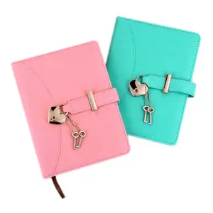 Heart Lock Diary Book with Key, PU Leather Hard Cover Secret Journal, B6 Size Personal Memo Notebook, Girls Women Gift Option