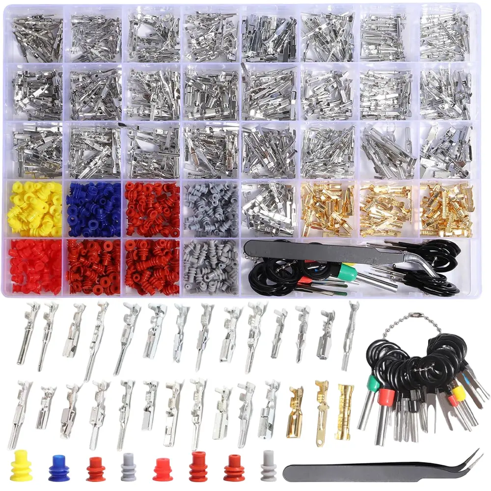 1Set Connector Pins Kit Crimped Terminal Pin Automotive Car Electrical 1/1.5/1.8/2.2/2.3/2.5/2.8/3.5mm Male&Female Wire Seals Removal Tool kit Motorcycle ATV Wire Non-Insulated Plug Crimp Set