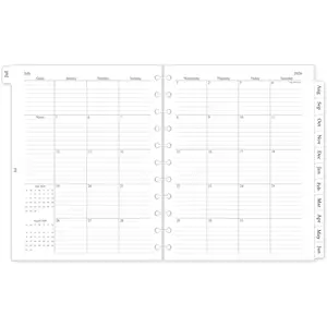 2026-2027 Monthly Planner Refill, A4 Letter Size Planner Inserts for 11-Disc Discbound, 8.5"x11", Jul. 2026 - Dec. 2027, 18 Monthly Calendars with Laminated Tabs