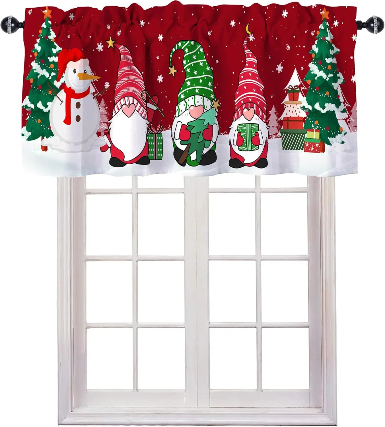 Christmas Kitchen Curtains Valances for Windows -  Christmas Curtains,  Curtain Valances for Kitchen, Bathroom, Living Room,  Xmas Decoration Indoor Winter Holiday  Decor, 52"x18"