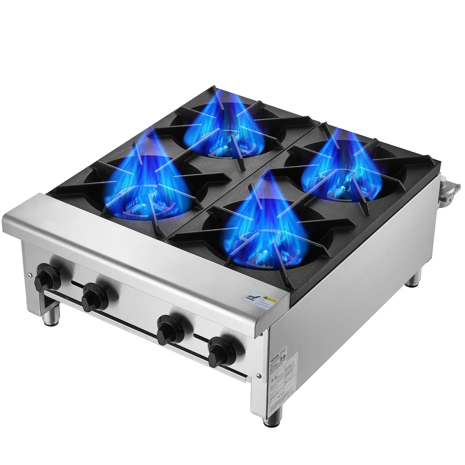 【SummerFinds】VEVOR Commercial Gas Stove with 4 Burners,  Propane and Natural Gas Countertop Cooking Stove Range, Stainless Steel Gas Hot Plate, Commercial Cooking Equipment for Restaurant, 112,000 BTU