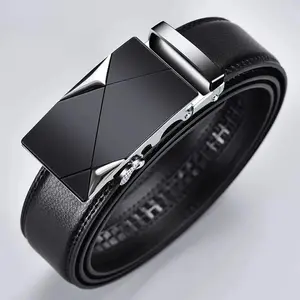 [Luxury Genuine Leather Men's Belt] Luxury Automatic Buckle Genuine Leather Business Belt | Adjustable Formal and Casual Belt, Alloy Automatic Buckle, Single Buckle Design, Suitable for Matching Dress Trousers, Jeans, Business and Casual Attire - Father's