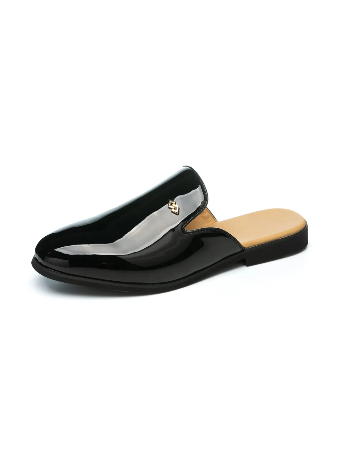 Men Baotou Half Slippers, Slip On Mules, Shoes mules, PU Solid Color Low Heel Comfortable Simple Casual Slippers