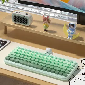 Mofii Green Magnetic Bear Retro Cute Single Keyboard, Wireless Bluetooth Connection, Universal for Desktops, Laptops & Phones, US QWERTY Layout, Wireless Ergonomic Keyboard (Batteries Not Included)