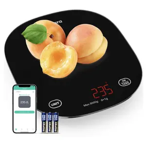Smart Food Scale, Bluetooth Digital Kitchen Scale for Baking Cooking with Nutritional Calculator for Keto, Macro, Calorie and Weight Loss with Smartphone App, Tempered Glass Black Measuring Utensils