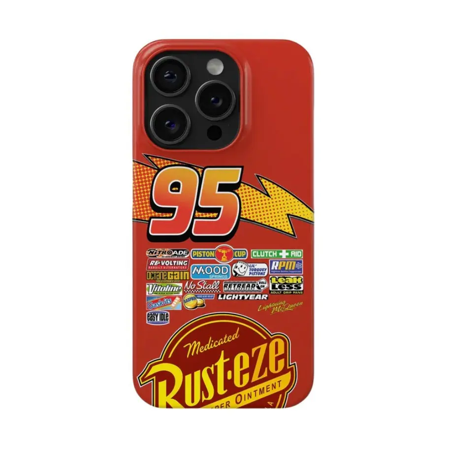 Lightning McQueen Racing Smartphone Case for iPhone 16-15-14-13 - 2-in-1 Protective Cover for Car Lovers, Bold Stylish Design for Handheld Cellphone Devices, Protection