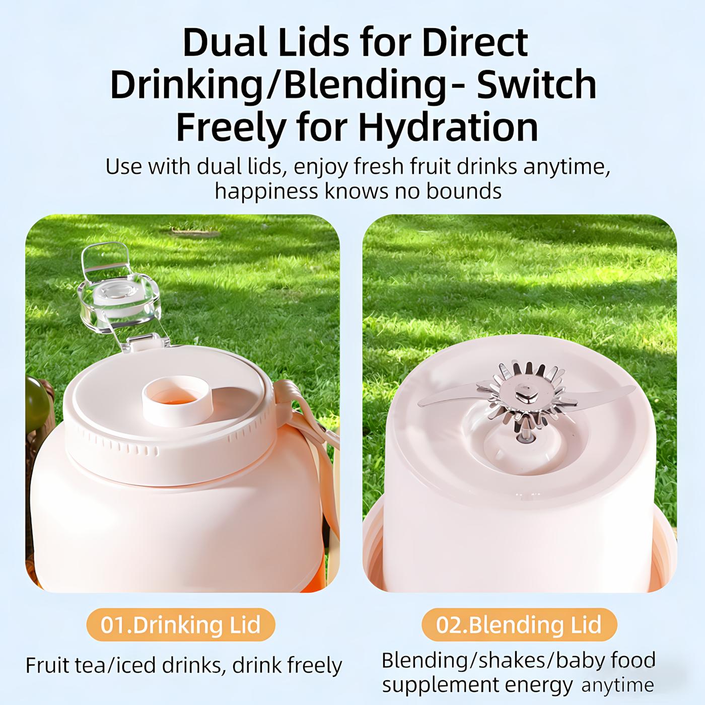 Compact mini blender for busy life. USB rechargeable & cordless, quickly makes smoothies, vegetable juices perfect for daily use or parties. Leak-proof with drinking lid, ideal for travel, gym, school, office & gatherings. High-speed blades, easy to clean