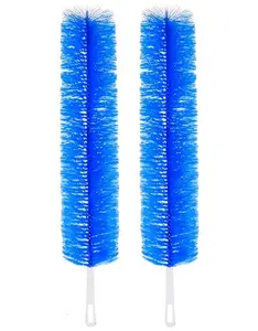 2 Pcs Cleaning Household Cobweb Duster Set, Bendable Fan Duster Microfiber Head Dust Cleaner Tool, Reusable Brush for Fans, AC, Vents & Shutters, Blue