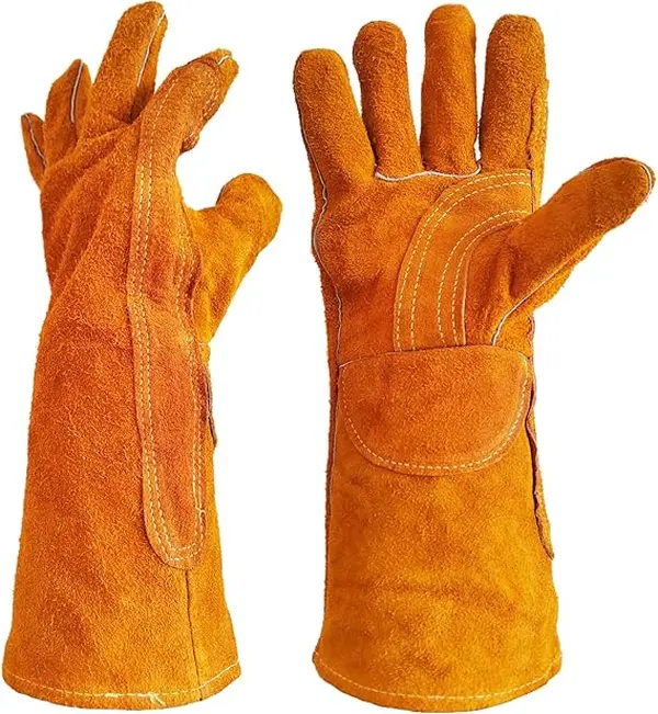 Greenish Slickman Stick Welding Gloves – Buffalo Leather, Fully Insulated for TIG MIG ARC Welding