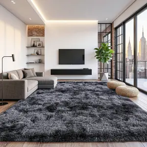 BLIOWL Premium Tie-Dye Black Gray Plush Area Rug Soft Anti-Slip Waterproof Stain Resistant Easy Clean Modern Luxury Home Decor for Living Bedroom Dining Rooms US Local Shipping Quality After-Sales Home Decorative Rug Soft Thick Rugs