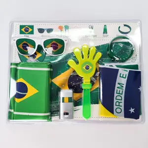 Brazil fans Gift Box，2026 Football match ，6-in-1 Set， Fan Cheer Set - Soccer, Fans, Stadium Cheer Props, Party Set, including Scarf, Sunglasses, Wristband, Flag, Face Paint, and Clapper - Sports Event Props, Suitable for Stadiums, Festival Parties,