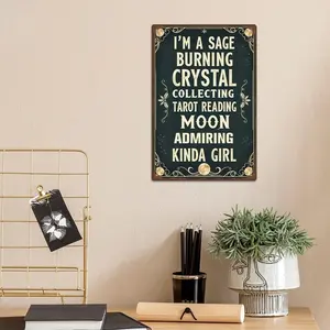 8x12 in Weatherproof Metal Wall Sign - Boho Witchy Vintage Tin Plaque, Sage Burning, Crystal Collecting, Indoor/Outdoor Home Decor Products, Ideal Witchy Halloween Gift