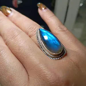 Size 7 925 Silver Rings Fixed Unisex Ring with Crystals, Gemstones and Unique Design for Versatile Accessory