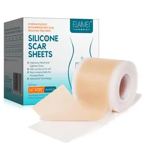 1 box of ELAIMEI Silicone Scar Tape silicone scar removal roll (1.6x125 inches) to fade scars, burns, postoperative scars, and pregnancy scars. High-quality scar care products, gentle and non-irritating, are suitable for most scars on the skin.