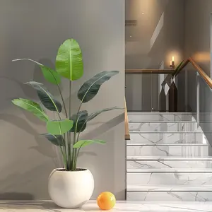 Artificial Bird of Paradise Plant, Tall Fake Floor Plant with Planter, UV Resistant Indoor Outdoor Artificial Tropical Greenery for Home Office Living Room Decor