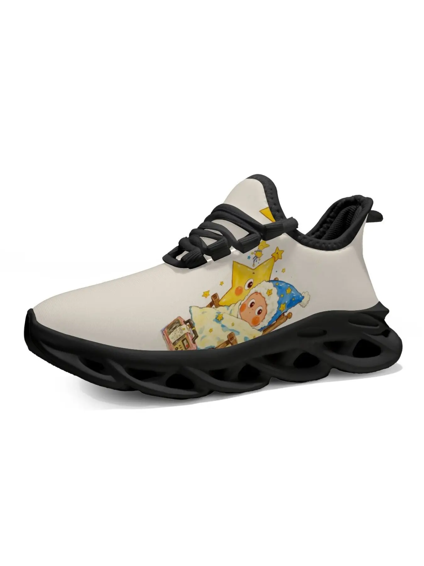 Women's Comfortable Casual Sports Shoes, Fashion Hiking Boots, Outdoor Running Shoes, Cartoon Pattern, Round Toe, Eva Sole, All Seasons