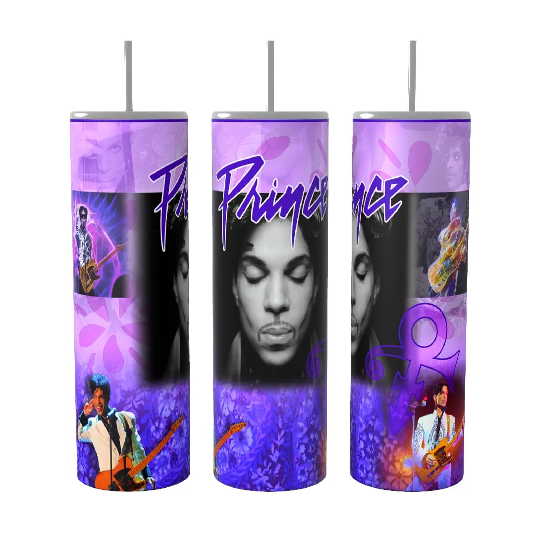 Music Purple Rain  20oz skinny Tumbler Drinkware Insulated Lid Coffee Portable