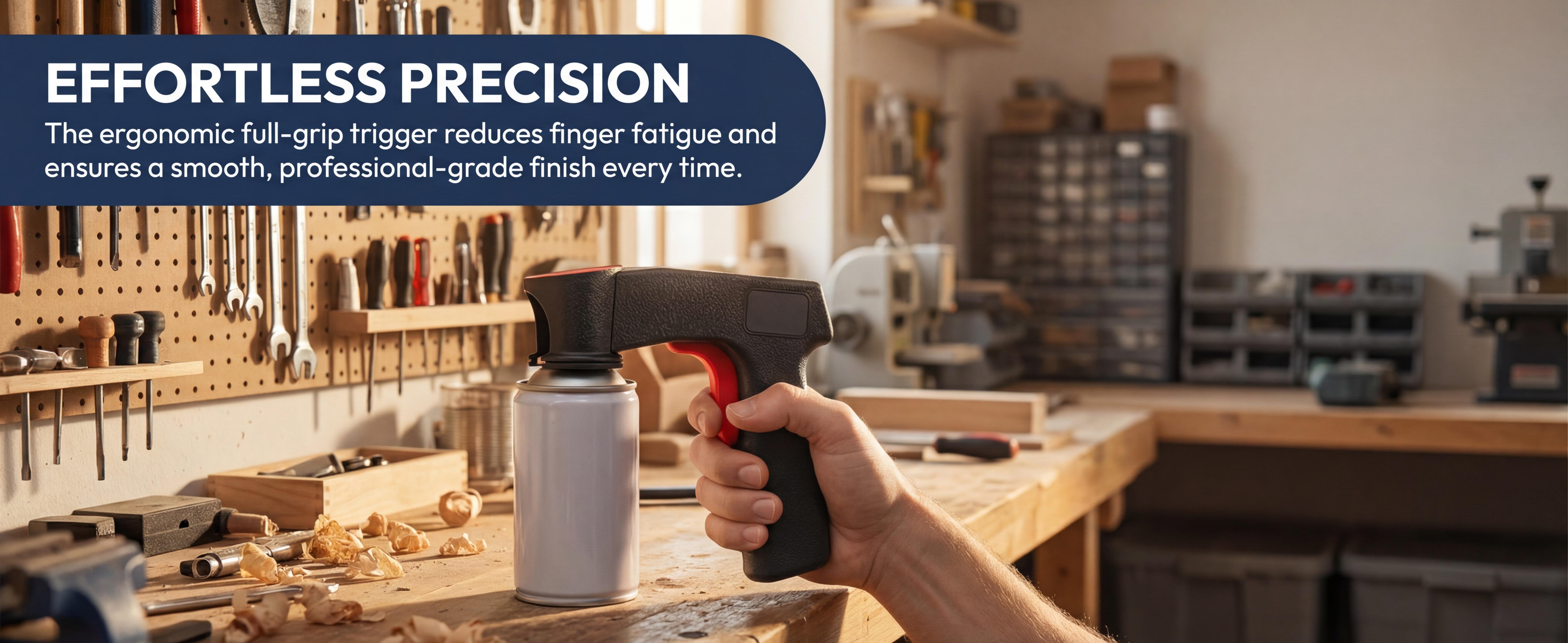 Ergonomic Spray Paint Assist Handle - Universal Spray Can Trigger Tool for Home Renovators, Furniture Restoration, Wall Painting