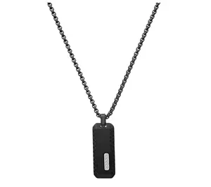 Steel By Design Men's Black IP Dog Tag Pendantw/ Chain