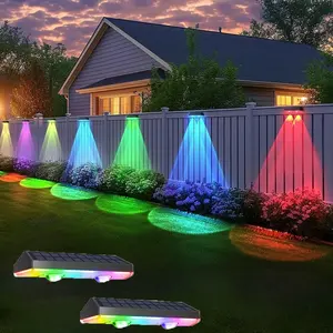 Solar Powered Fence Light, 4/6 Counts LED Fence Light with 10 Light Modes, Outdoor Fence Light for Outdoor Fence Column Terrace Pool Wall Decoration, Solar Landscape Lights