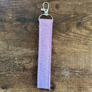 Purple Vintage Circles Fabric Keychain Wristlet