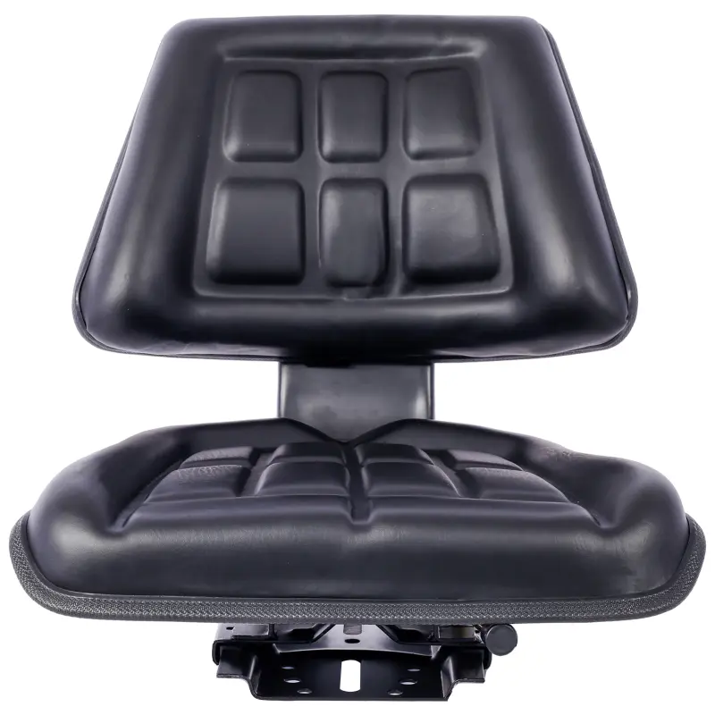 Black Tractor Seat with Backrest – Comfortable Farming Vehicle Accessory with Easy Sliding Track Installation – Durable and Waterproof Polyurethane Cover – 5.9” Longitudinal Adjustment Range