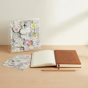Bible Verse Sticker & Study Journal Bundle, 50pcs Multicolor PVC Stickers & 1 Prayer Journal for Daily Devotional Notes and Scrapbooking, Sticker Kit, Sticker Packs