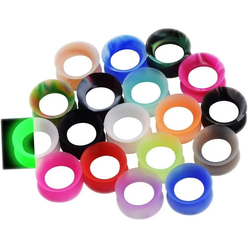 Soft Silicone Ear Plugs, 36-Piece Double Flared Tunnel Kit, Hypoallergenic Flexible Body Jewelry for Daily Stretching, 6mm-25mm, 10Mm(00G), Stretching Ears, Ear Gauges